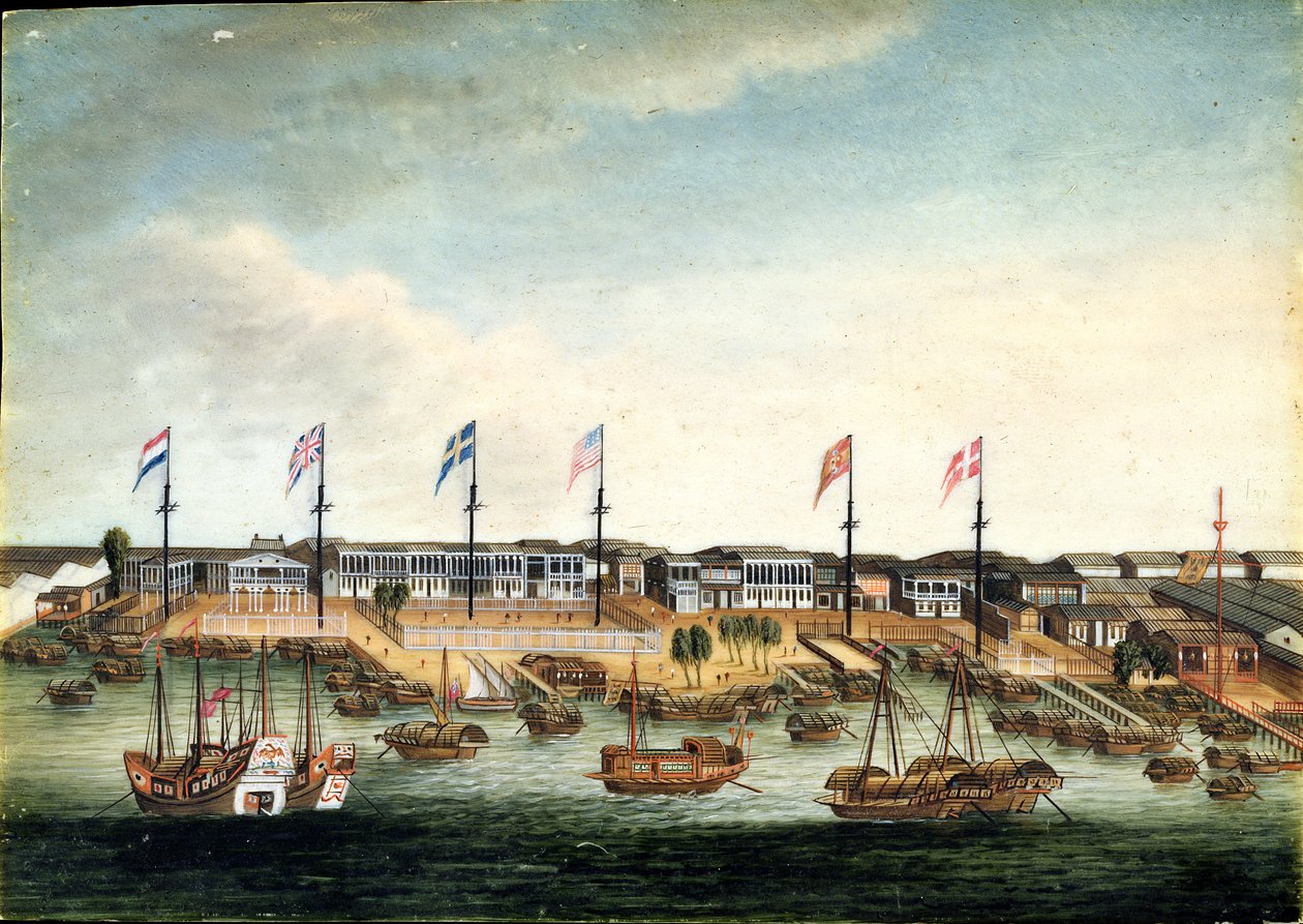 广州的洪氏家族，1820 年前（象牙上的油彩） 作者 乔治·钱纳利（的追随者）