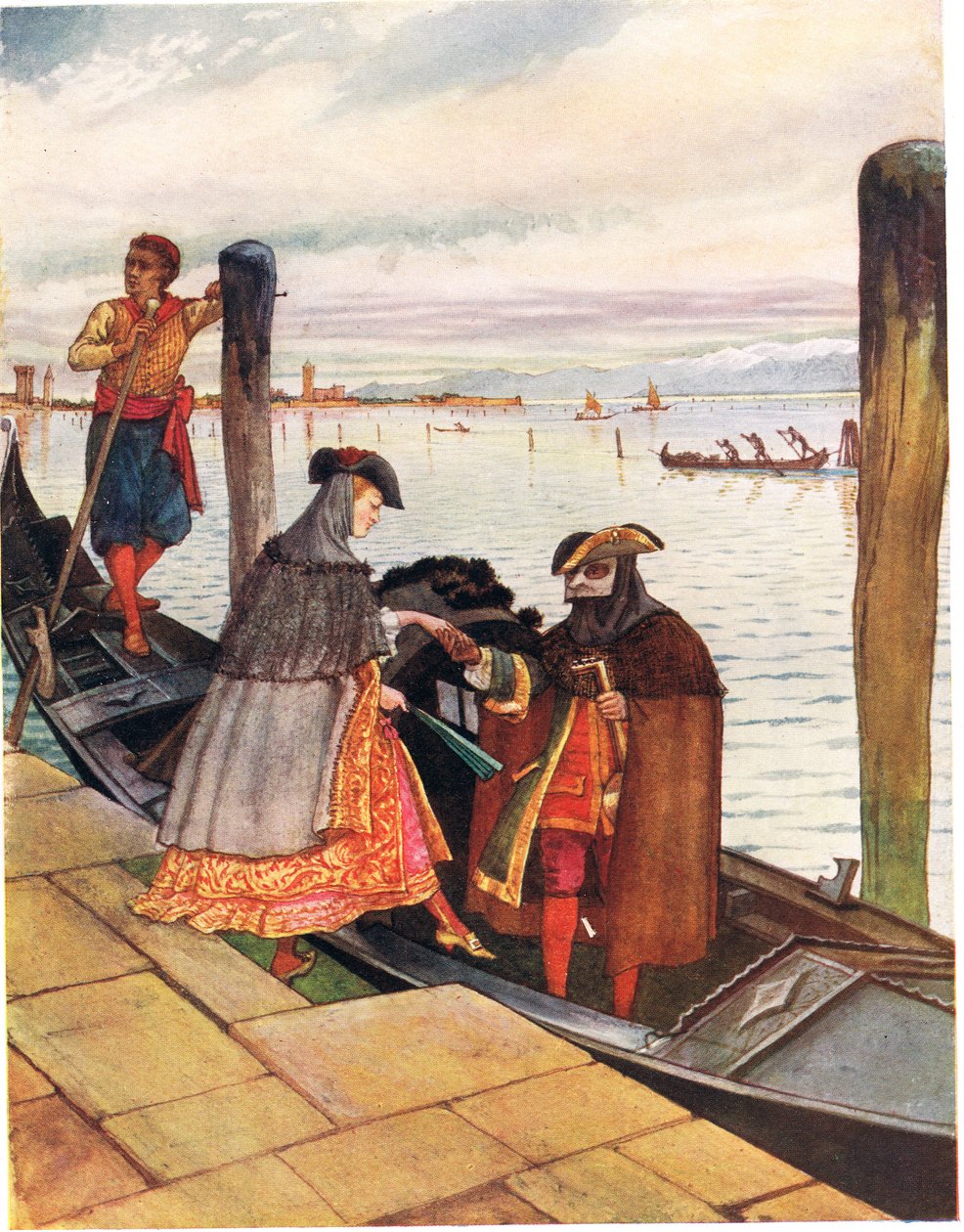 Gondoletta的La Biondina，1910年的“A Picture Song Book”插图 作者 乔治，卡莱尔·霍华德（Carlisle Howard）第9伯爵