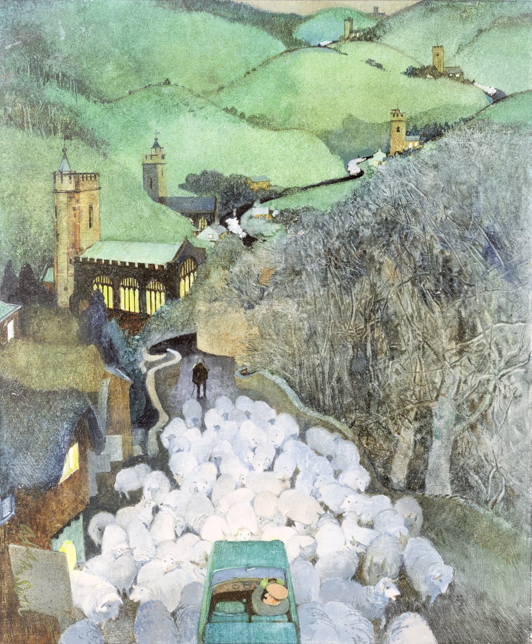 绵羊在路上，（Punch杂志封面委托） 作者 乔治·亚当森