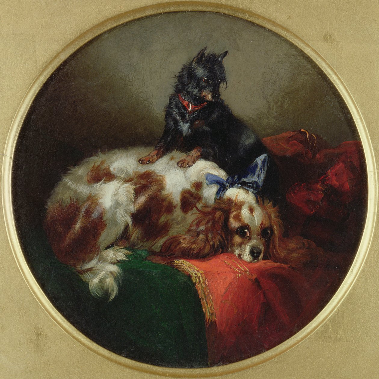 布伦海姆猎犬和小猎犬，JF鲱鱼后绘画（1795-1865） 作者 乔治·阿姆菲尔德