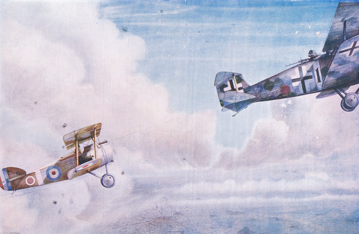 Aeriel决斗：The Blind Spot，来自Cassells出售英国人民历史，由Waverley Book Company Limited出版，c.1940 作者 乔治·阿诺德