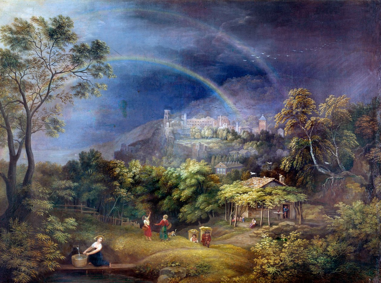 海德堡城堡。 Georges Wallis (1770-1847) Ec. 的绘画 昂。 作者 乔治·奥古斯都·沃利斯
