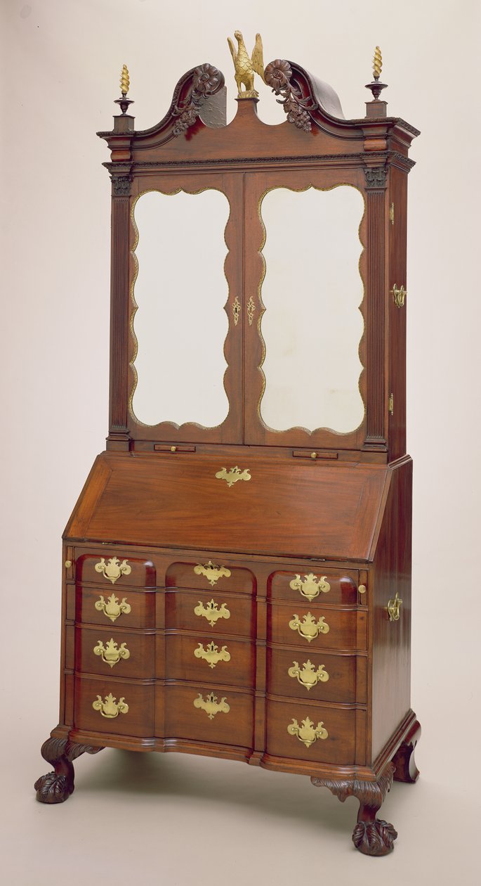 Alsop秘书，1770-76（镀金桃花心木，松树和镜子） 作者 乔治·布莱特