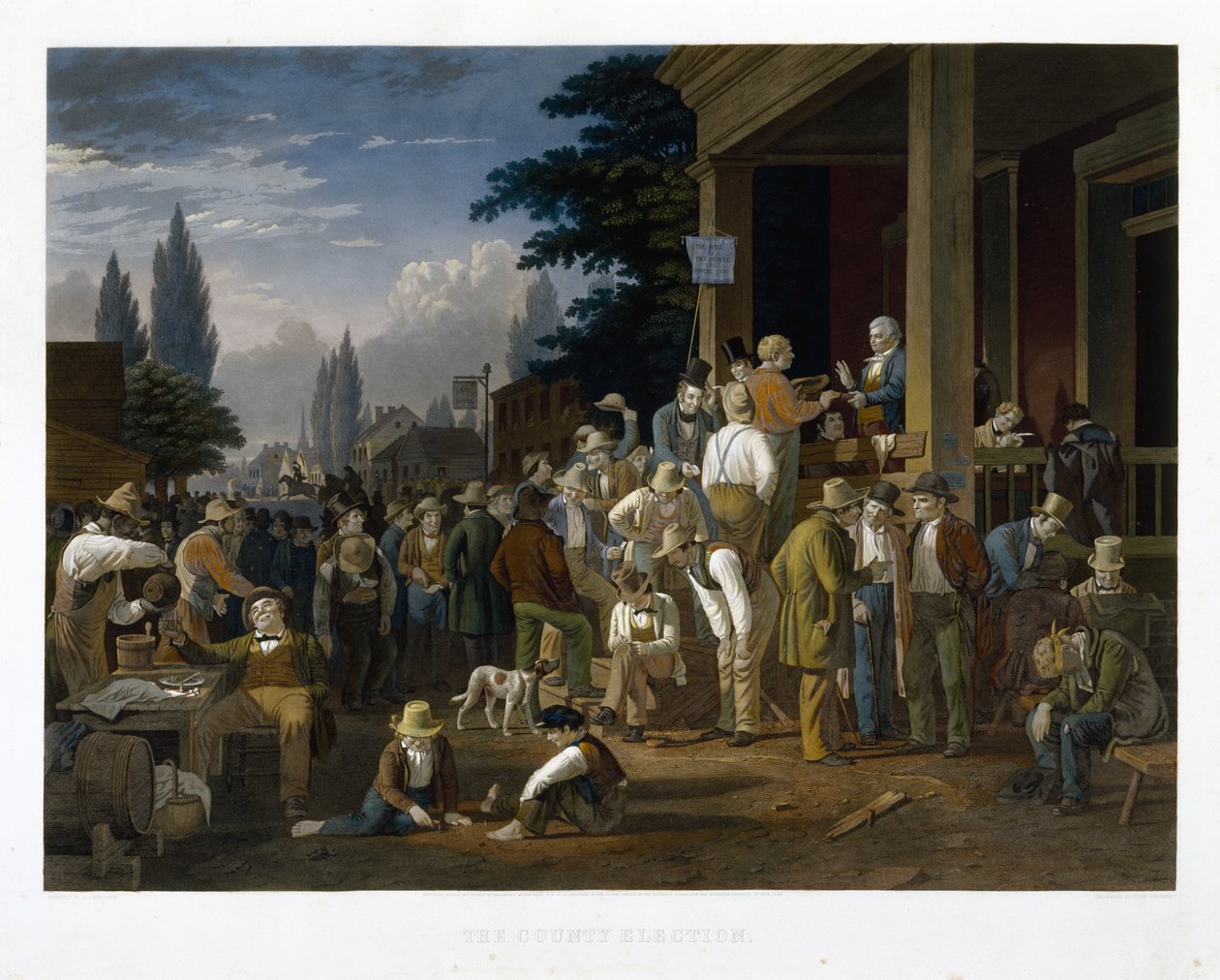 郡选举，1854年（mezzotint和线条雕刻与原始的手工着色） 作者 乔治·卡勒布·宾汉
