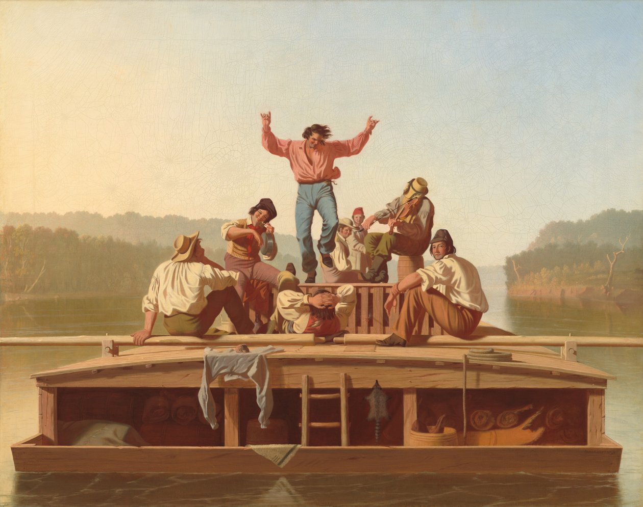 Jolly Flatboatmen》，1846年。 作者 乔治·卡勒布·宾汉