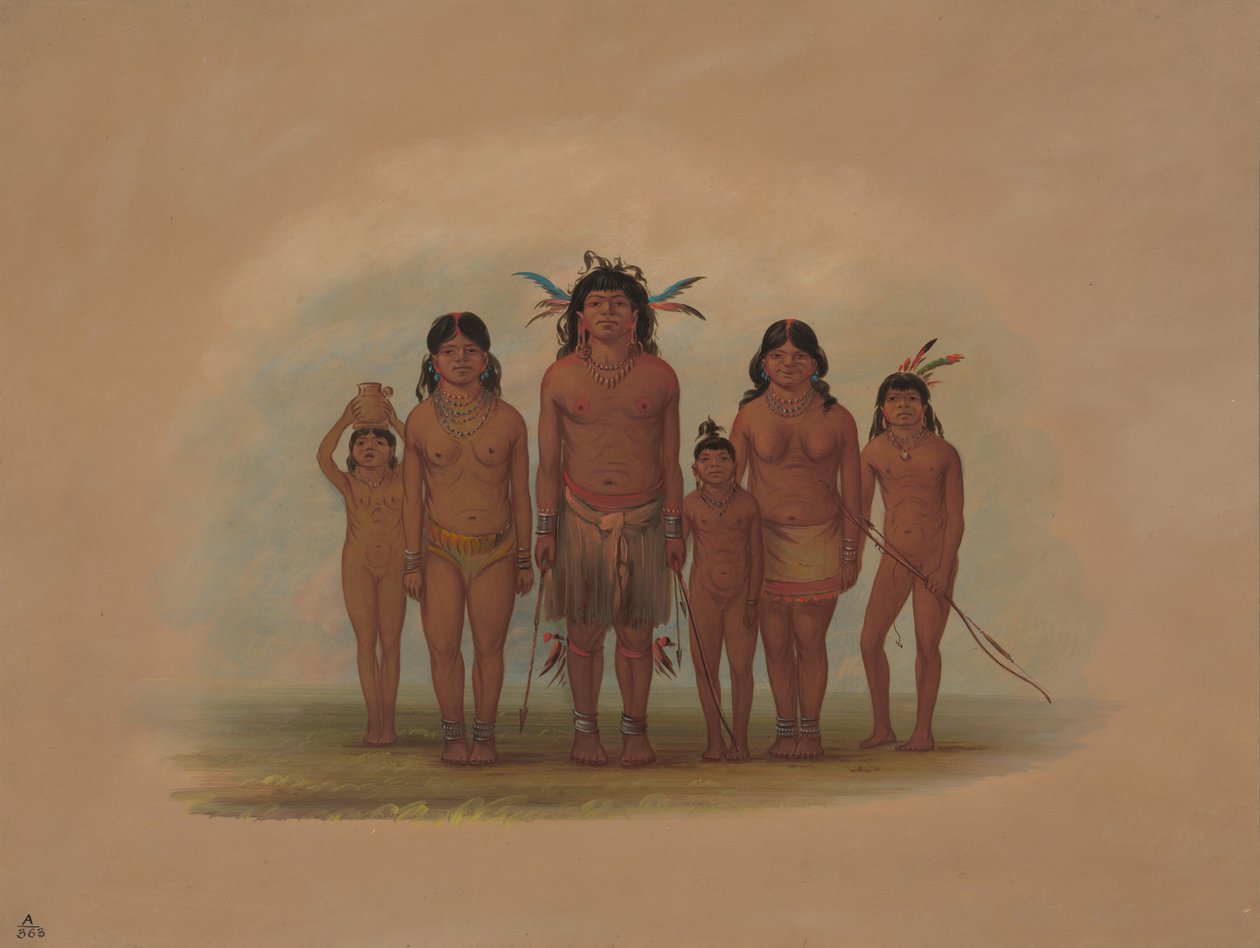 一个康尼博印第安人家庭，1854-1869。 作者 乔治·卡特琳