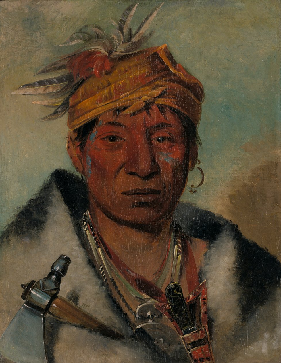 勇士Ah-yaw-né-tak-oar-ron，1831年。 作者 乔治·卡特琳