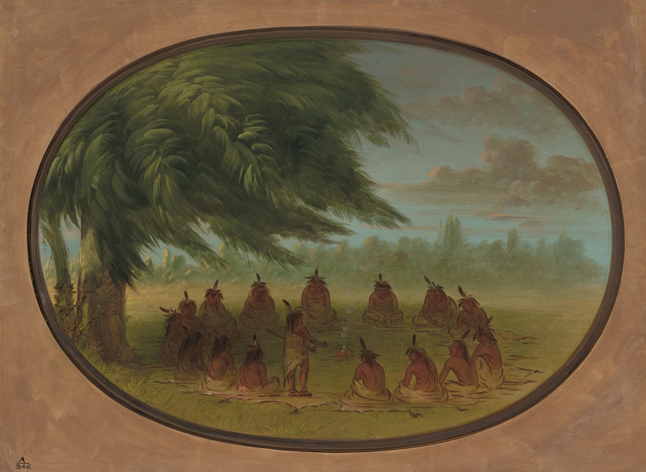 一个印第安人理事会--苏族，1861-869年。 作者 乔治·卡特琳