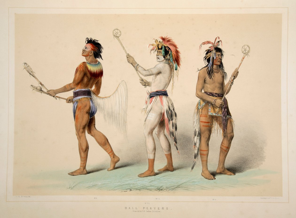 球员》，出版社。1845年彩色石版画。 作者 乔治·卡特琳