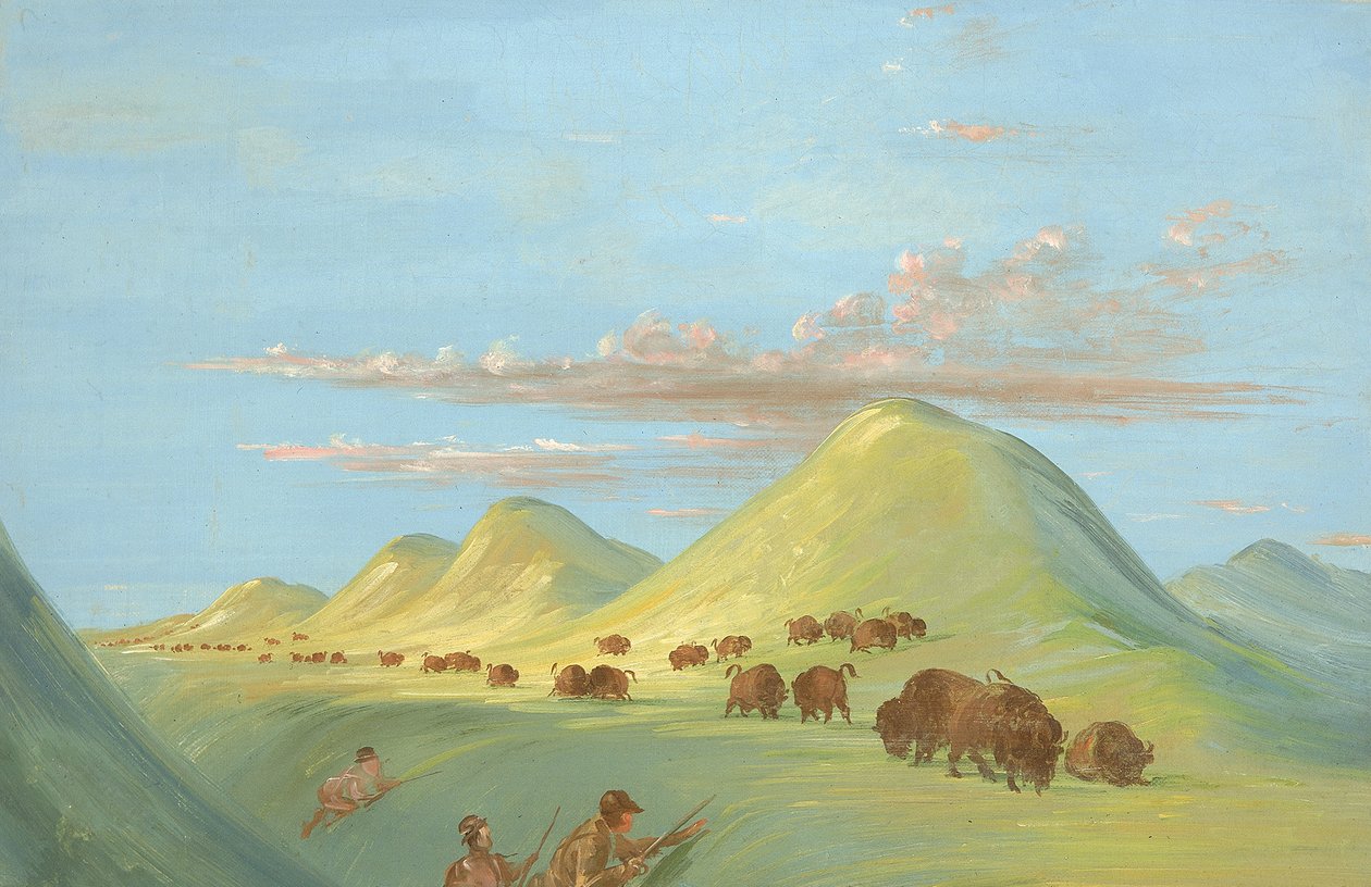 巴蒂斯特、博格德和我在密苏里河上接近水牛，1837-1839。 作者 乔治·卡特琳