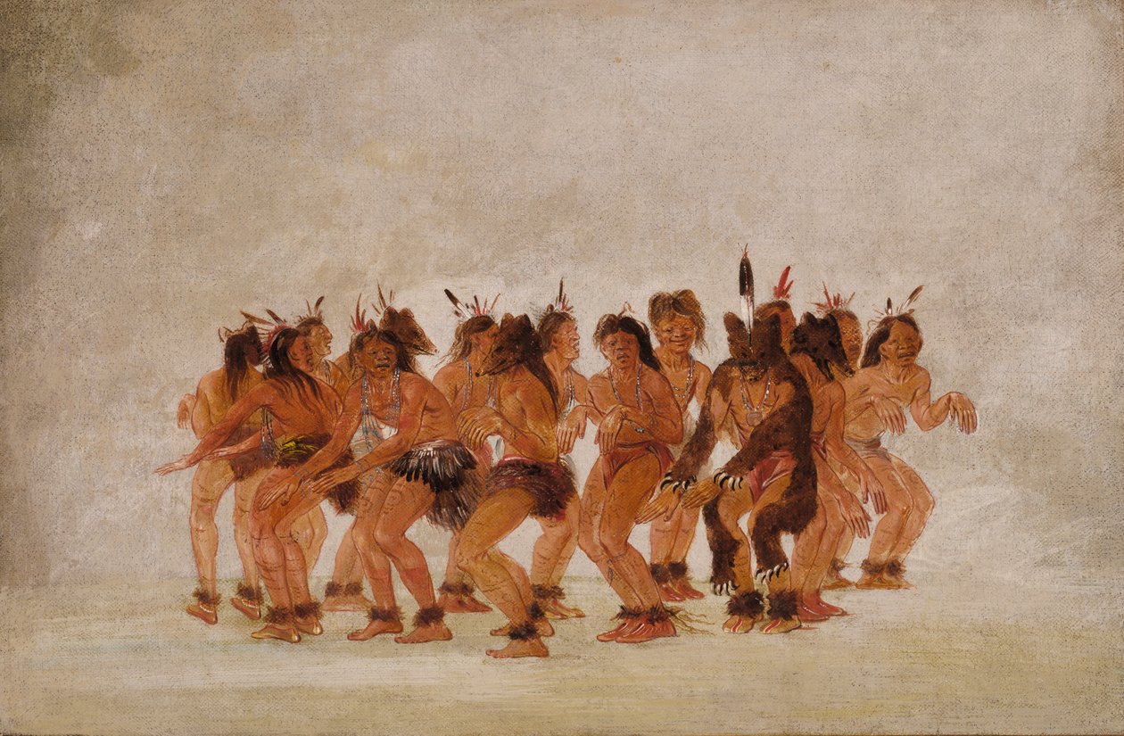 熊舞，为猎熊做准备，1835-1837。 作者 乔治·卡特琳