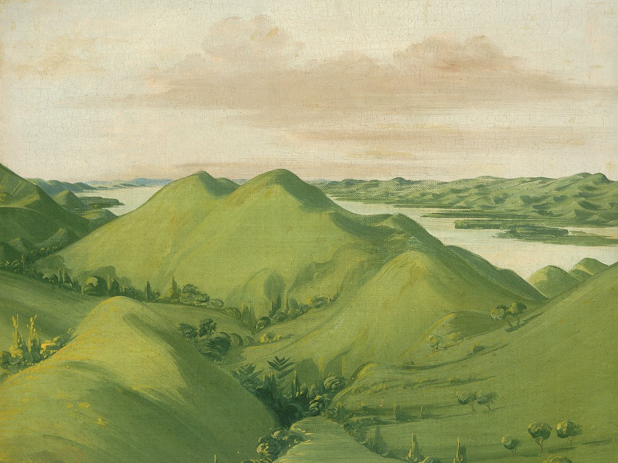 美丽的草丛悬崖，距离圣路易斯110英里，1832年。 作者 乔治·卡特琳