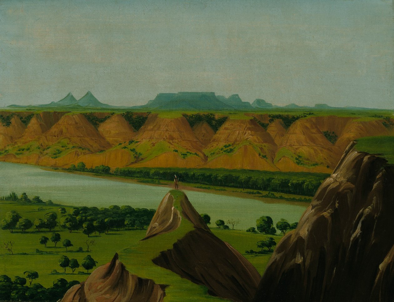 密苏里河上游的大拐弯，距圣路易斯 1900 英里 作者 乔治·卡特琳