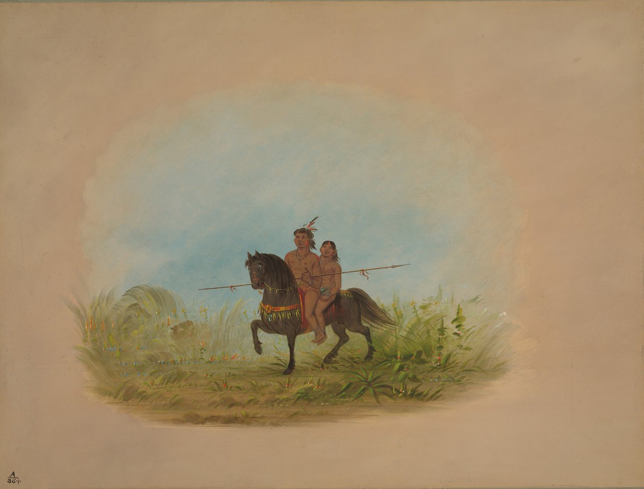 马背上的新娘和新郎--康尼博，18541869。 作者 乔治·卡特琳