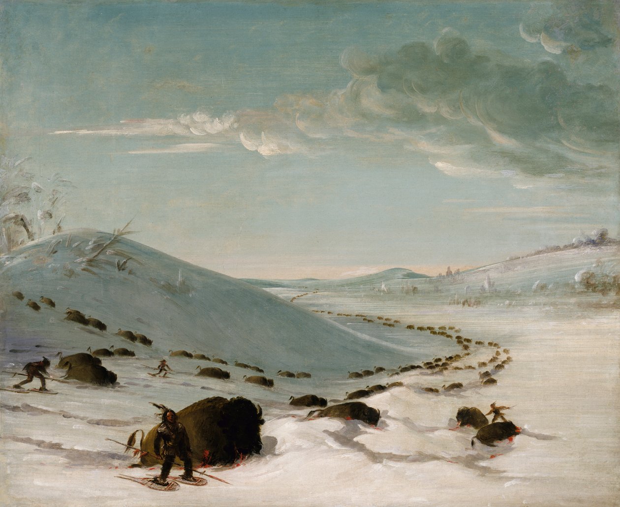 冬天的水牛城，穿着雪鞋的印第安人，1832-1833年。 作者 乔治·卡特琳