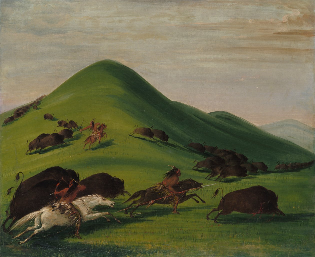 水牛城在草原悬崖上，1832-1833。 作者 乔治·卡特琳