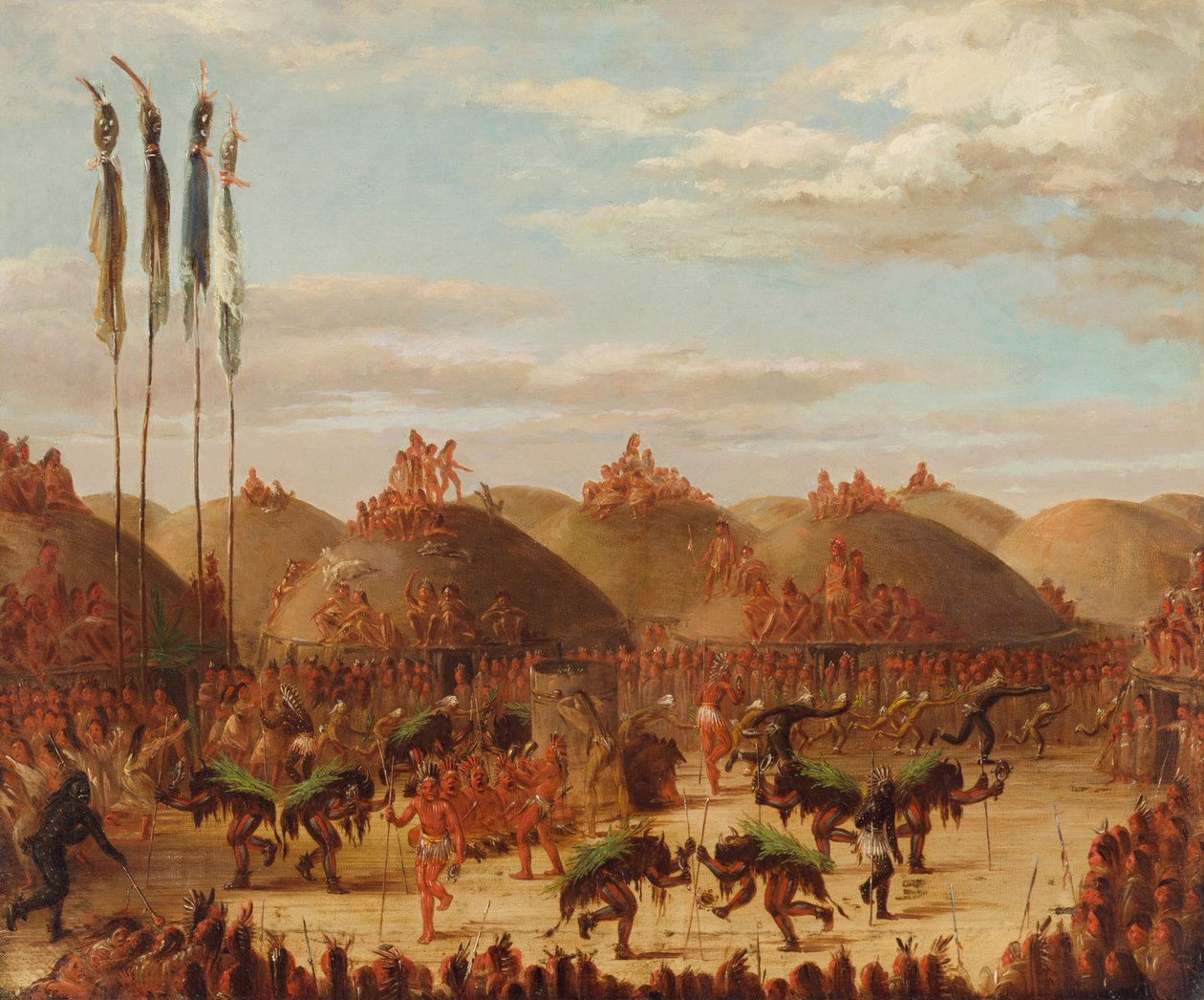 公牛舞，曼丹O-Kee-pa仪式，1832年。 作者 乔治·卡特琳
