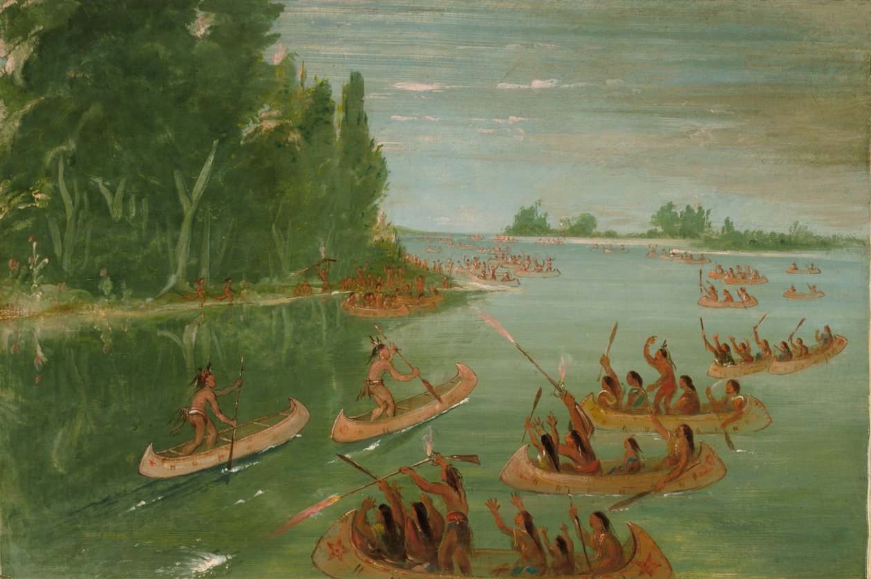 索尔-斯特-玛丽附近的独木舟比赛。玛丽，1836-1837。 作者 乔治·卡特琳