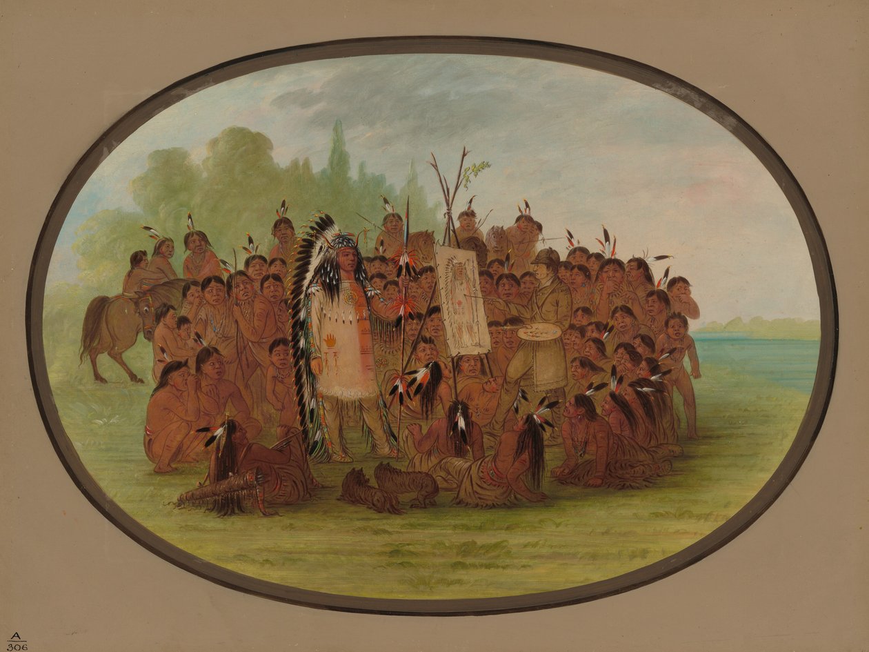 卡特林画马赫-托-帕的肖像--曼丹，18611869。 作者 乔治·卡特琳