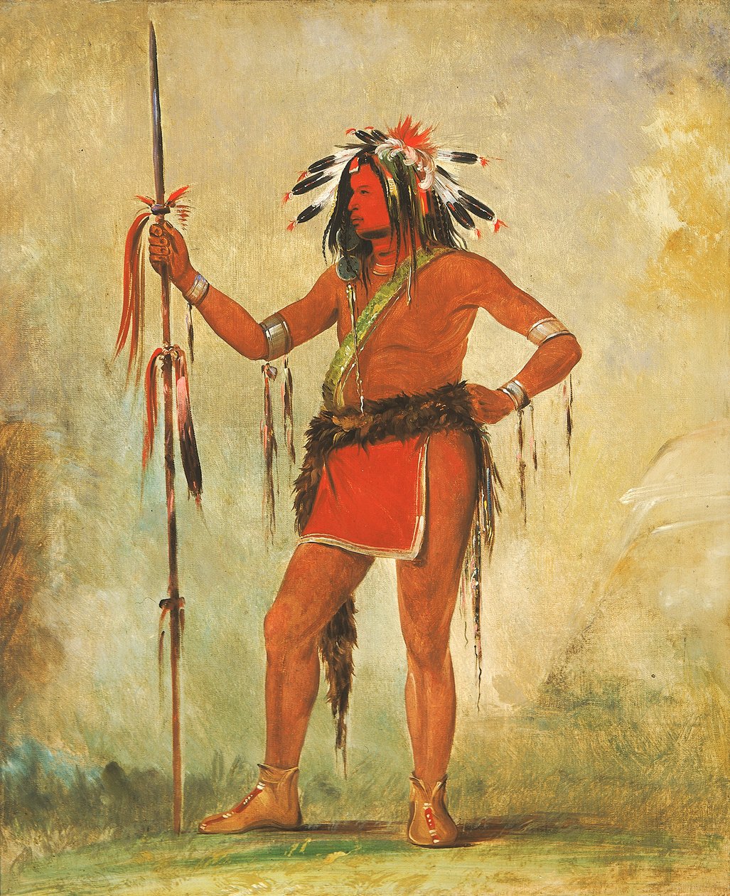 Cáh-be-múb-bee，《到处坐着的人，一个勇敢的人》，1835年。 作者 乔治·卡特琳