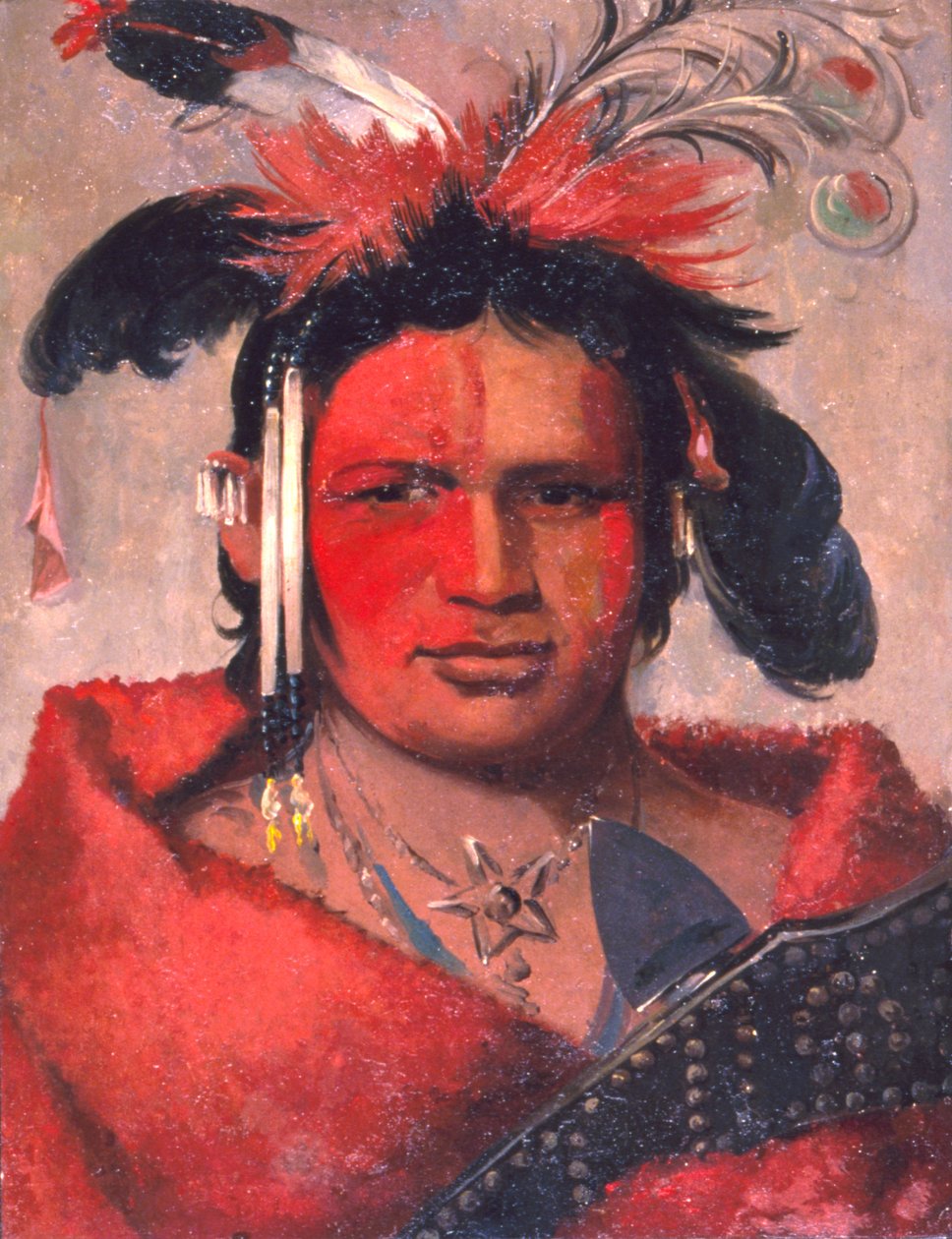 Chee-me-náh-na-quet，大云，灰熊的儿子，1831年。 作者 乔治·卡特琳