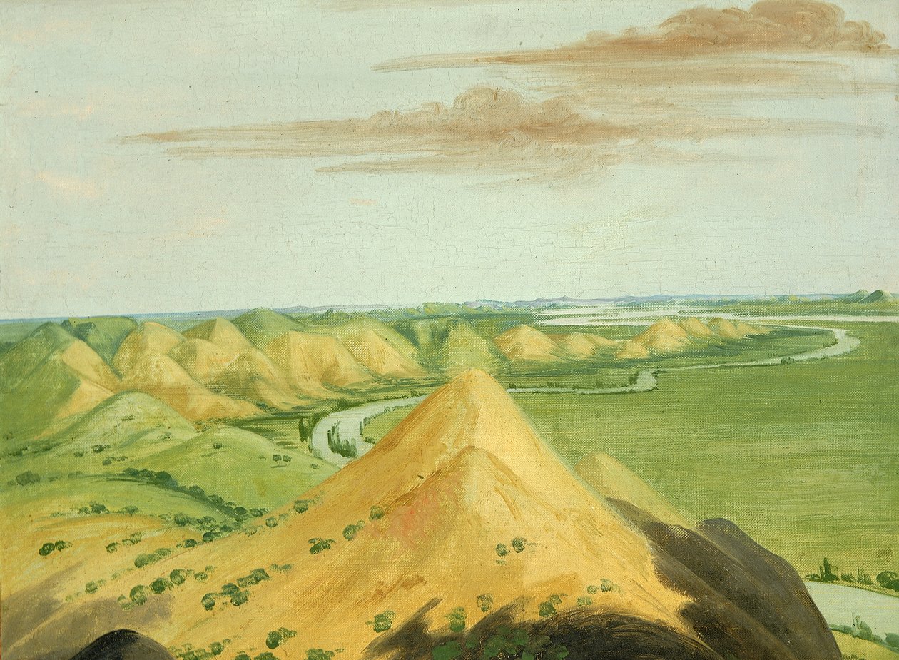克莱悬崖，曼丹斯河上方20英里，1832年。 作者 乔治·卡特琳