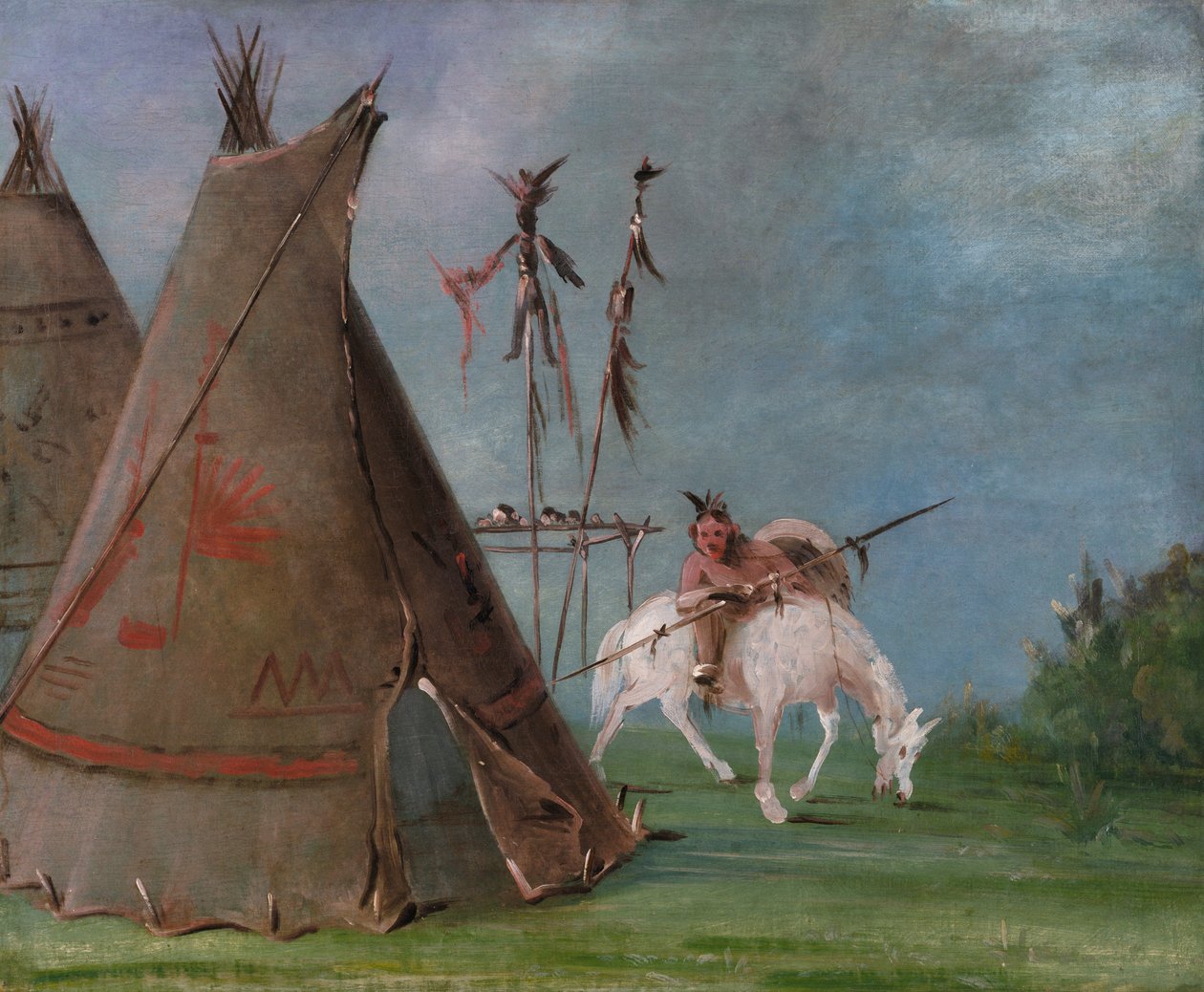 水牛皮的科曼奇小屋，1834-1835。 作者 乔治·卡特琳