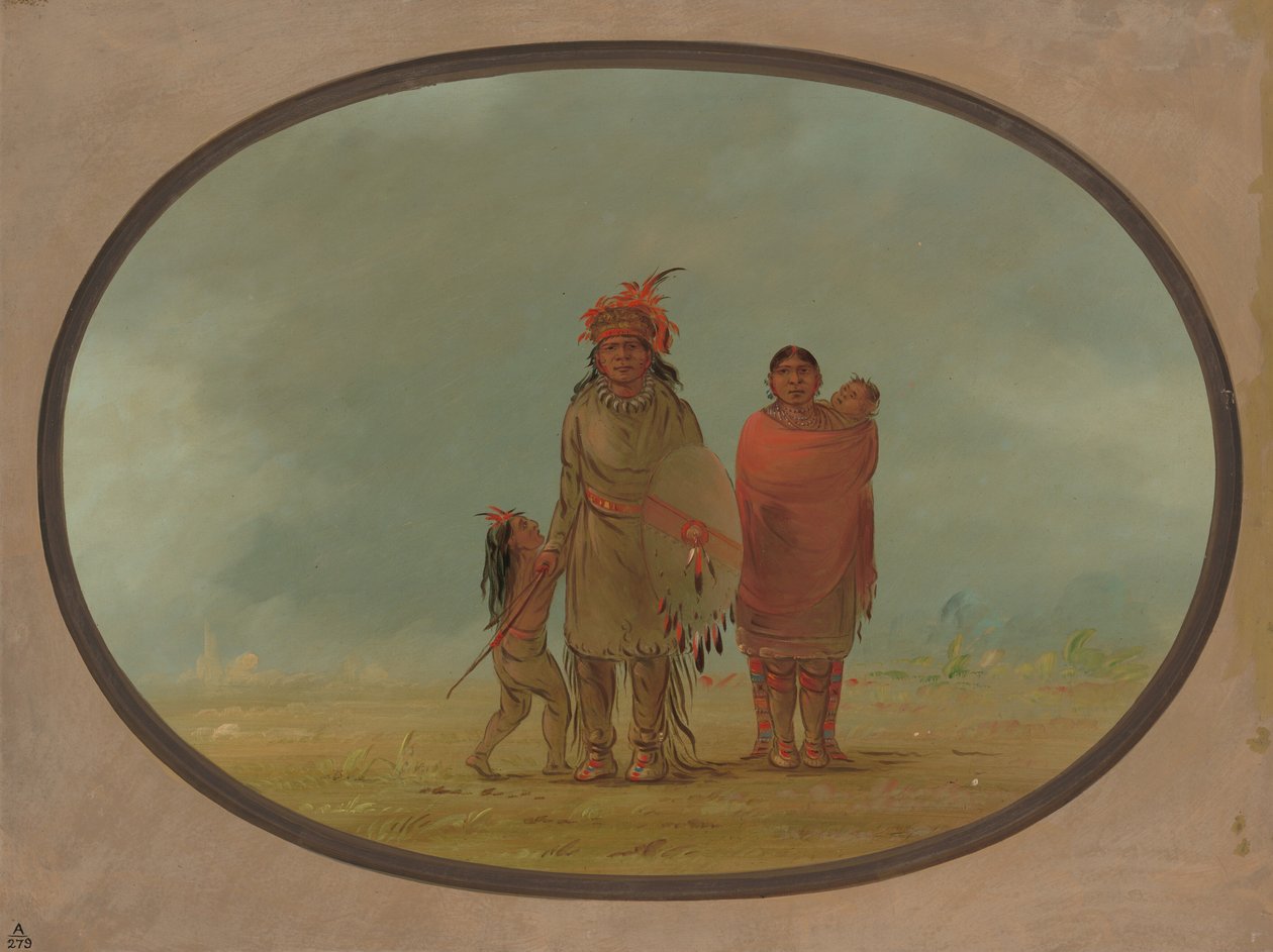 铜首领、他的妻子和子女，18551869年。 作者 乔治·卡特琳