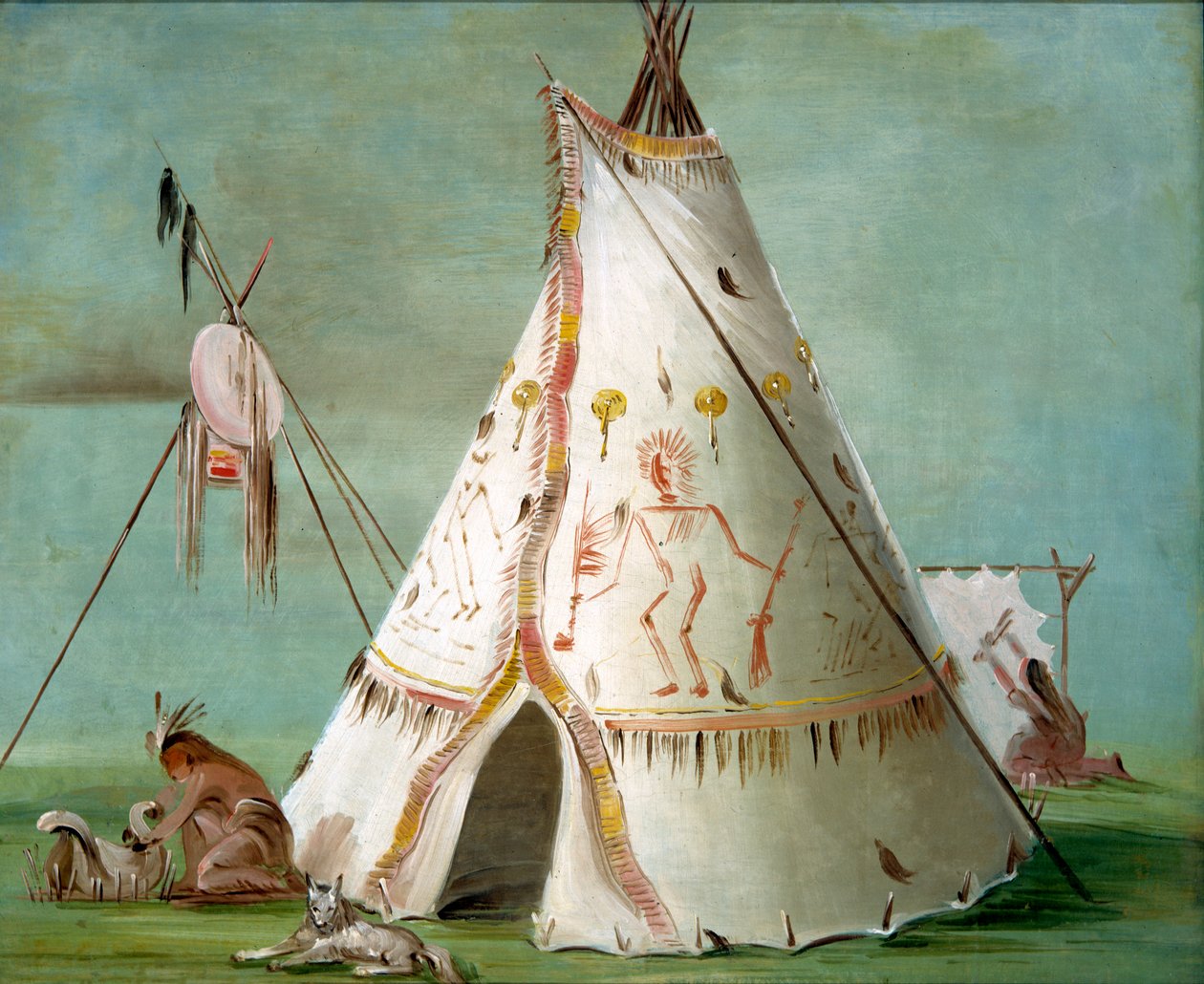 二十五张水牛皮的乌鸦小屋，1832-1833年。 作者 乔治·卡特琳