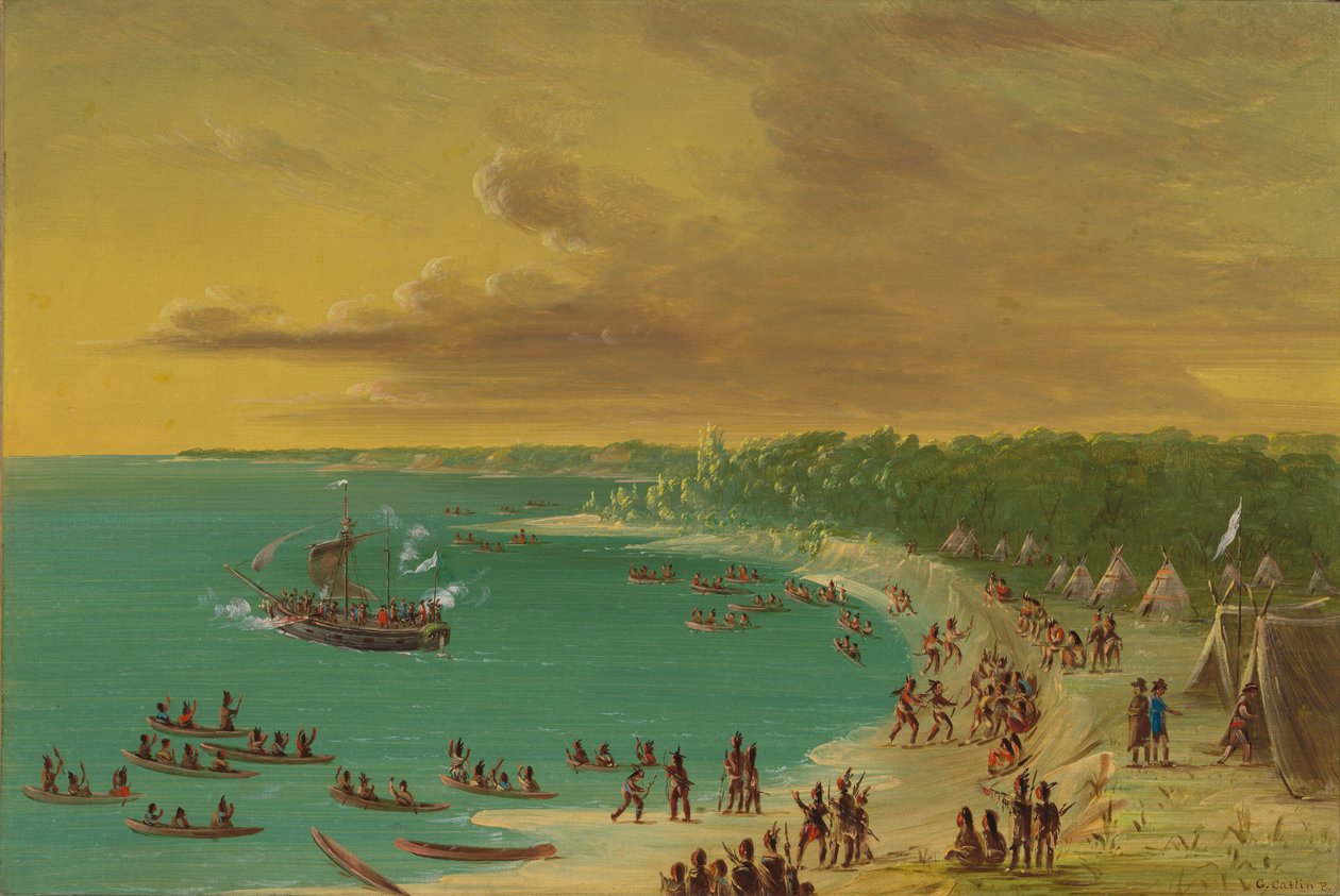 格里芬号在伊利湖上的首次航行。1679年8月7日，18471848年。 作者 乔治·卡特琳