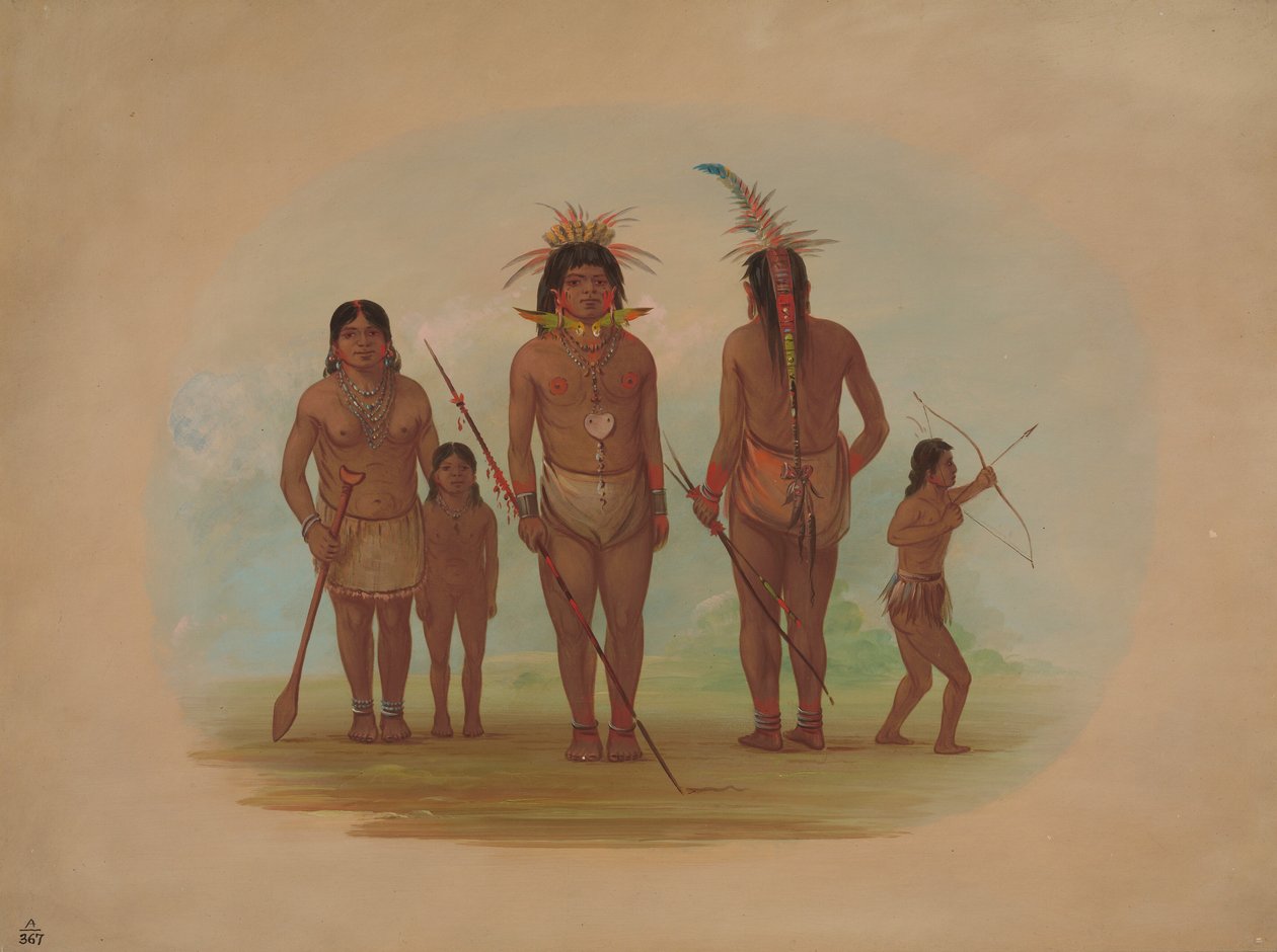 五个伊基托印第安人，1854-1869。 作者 乔治·卡特琳