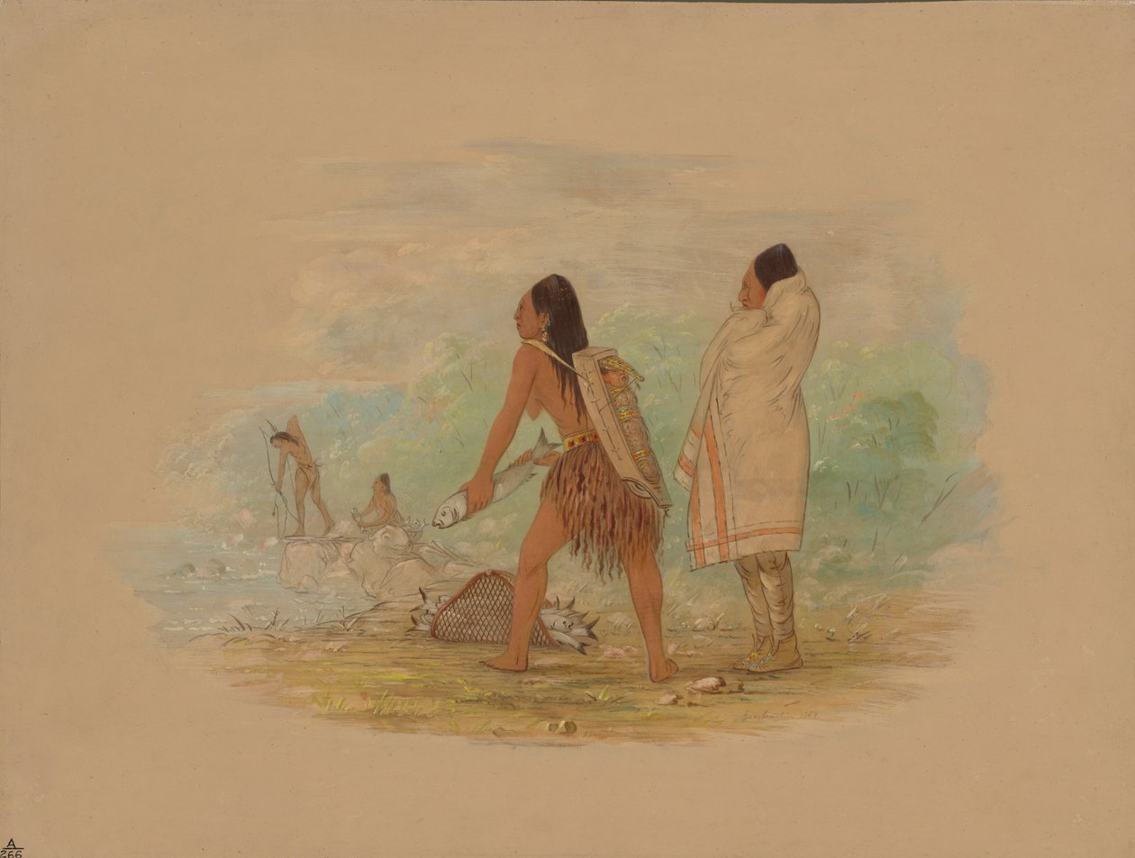 Flathead印第安人，1861年。 作者 乔治·卡特琳