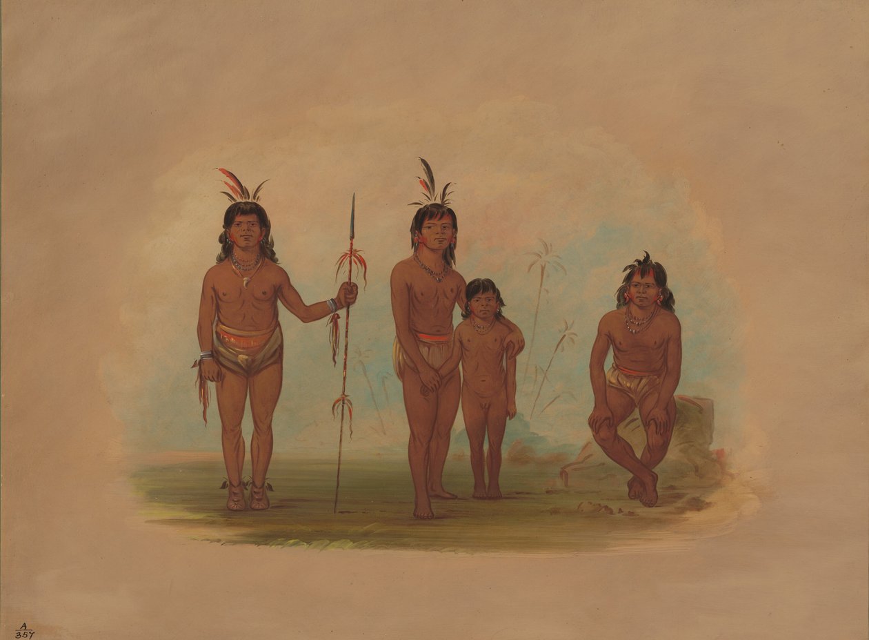 四个Goo-a-give印第安人，1854-1869。 作者 乔治·卡特琳