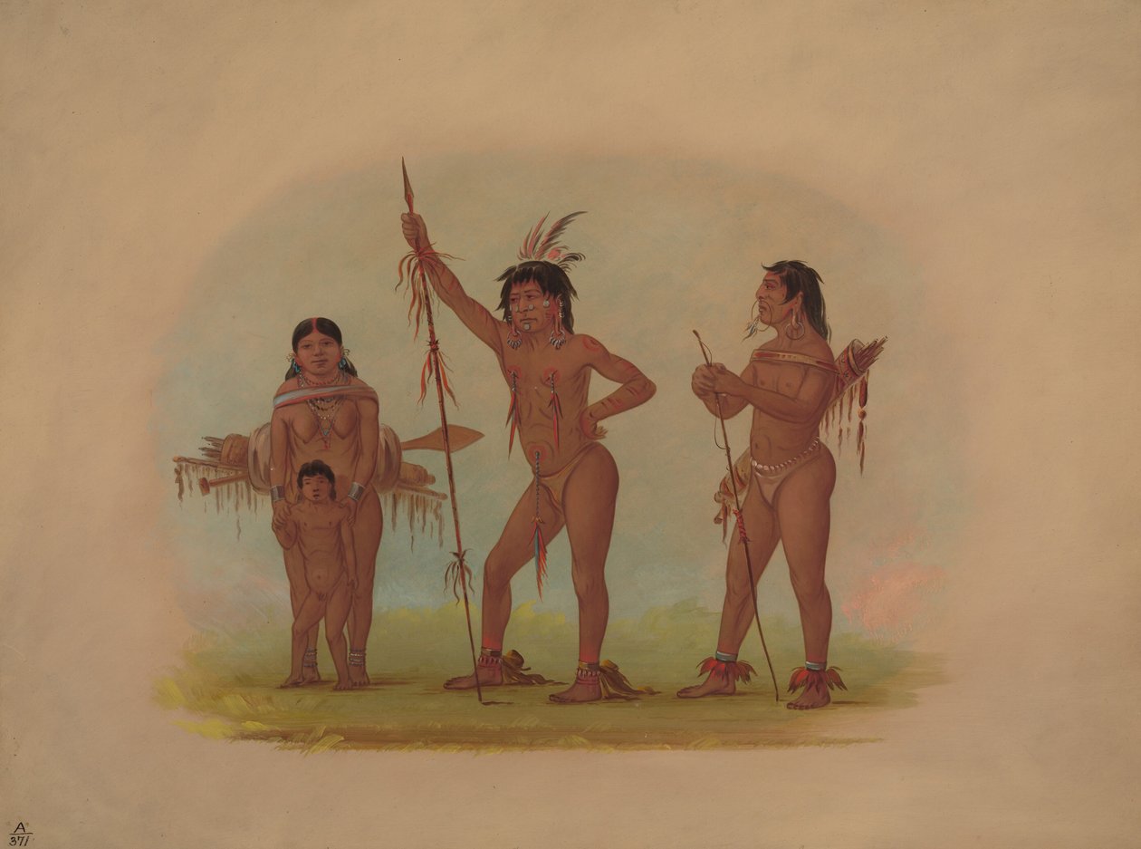 四个穆拉印第安人，1854-1869。 作者 乔治·卡特琳