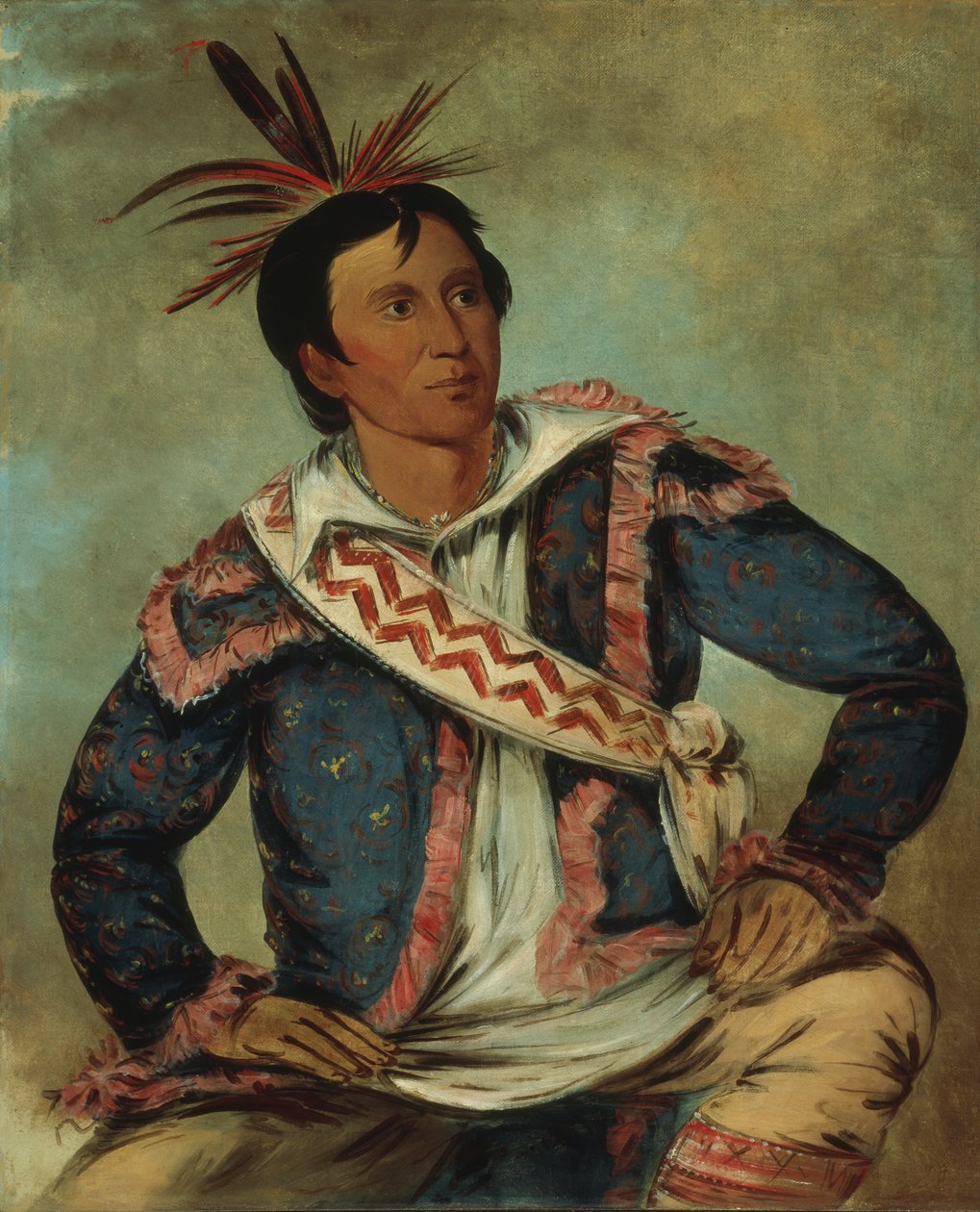Há-tchoo-túc-knee，鳄龟，一个混血儿，1834年。 作者 乔治·卡特琳