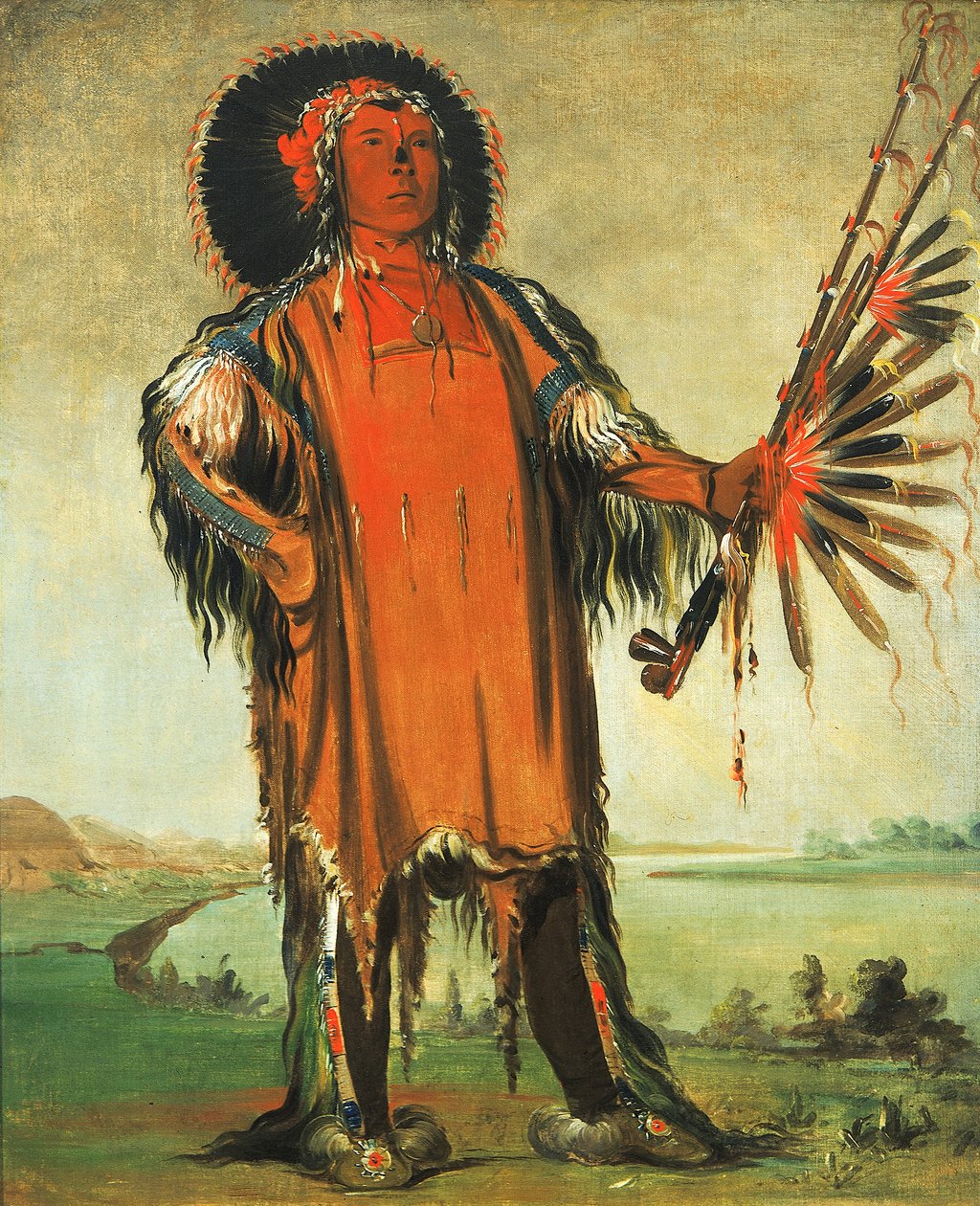 哈-纳-塔-努-马乌克，狼族首领，部落首领，1832年。 作者 乔治·卡特琳