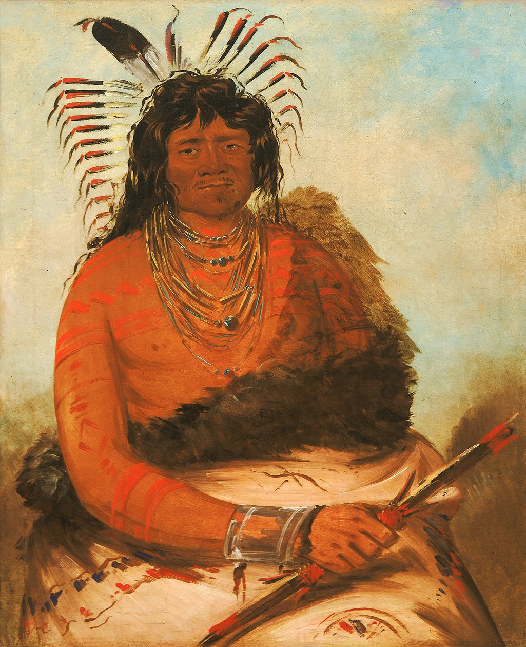 Háh-nee，《海狸，一个勇士》，1834年。 作者 乔治·卡特琳