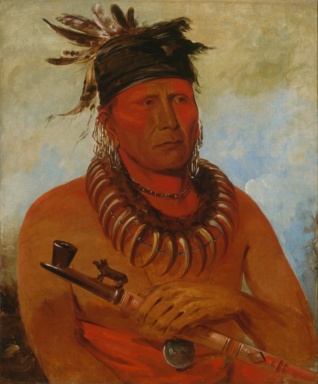Háw-che-ke-súg-ga，杀死奥萨格人的人，部落酋长，1832年。 作者 乔治·卡特琳