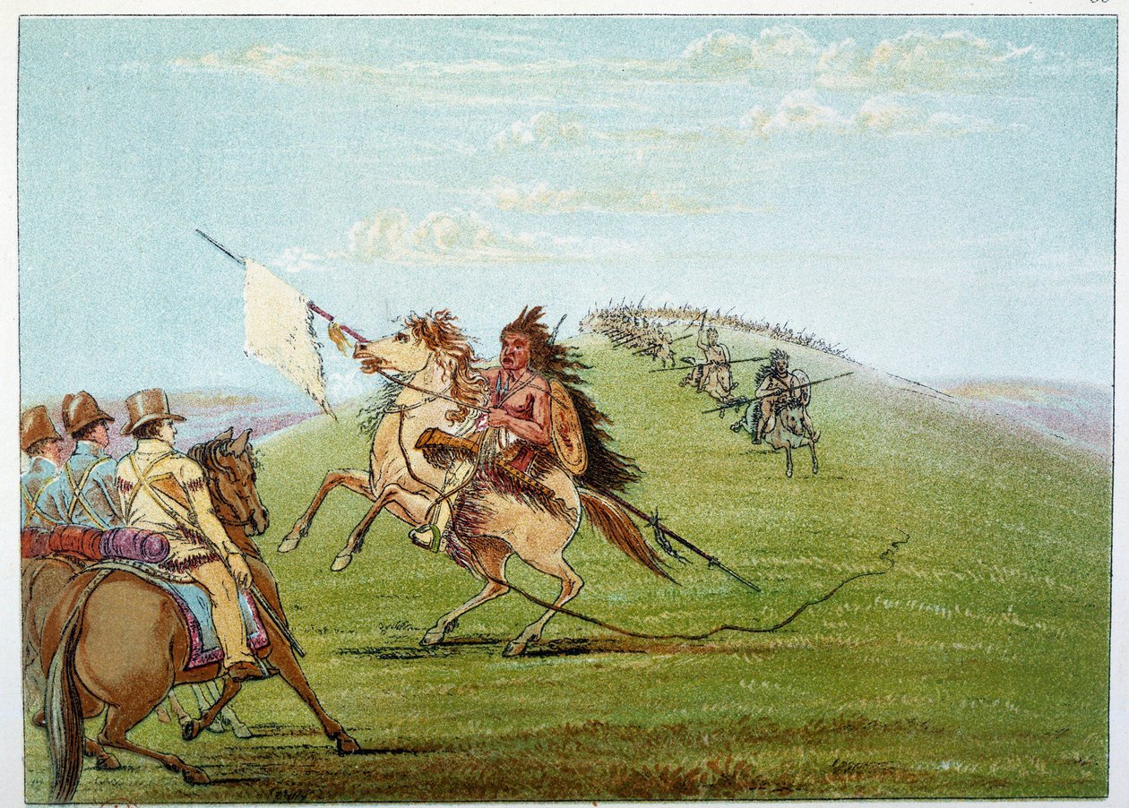 美国的印第安人：印第安人对军队的指挥。乔治-卡特林（1794-1872）的插图 作者 乔治·卡特琳