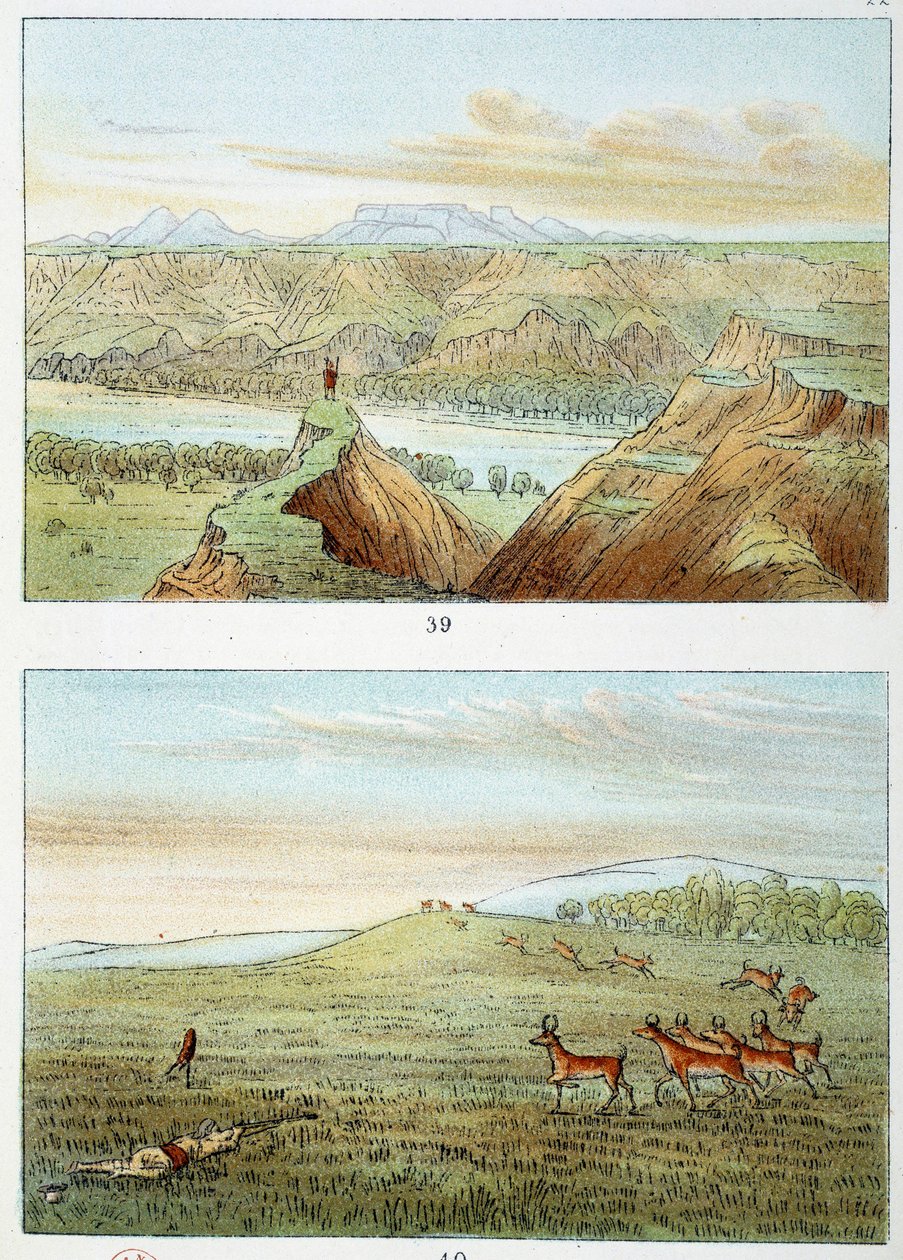 美洲的印第安人：猎杀羚羊 乔治-卡特林（1794-1872）的版画作品 作者 乔治·卡特琳