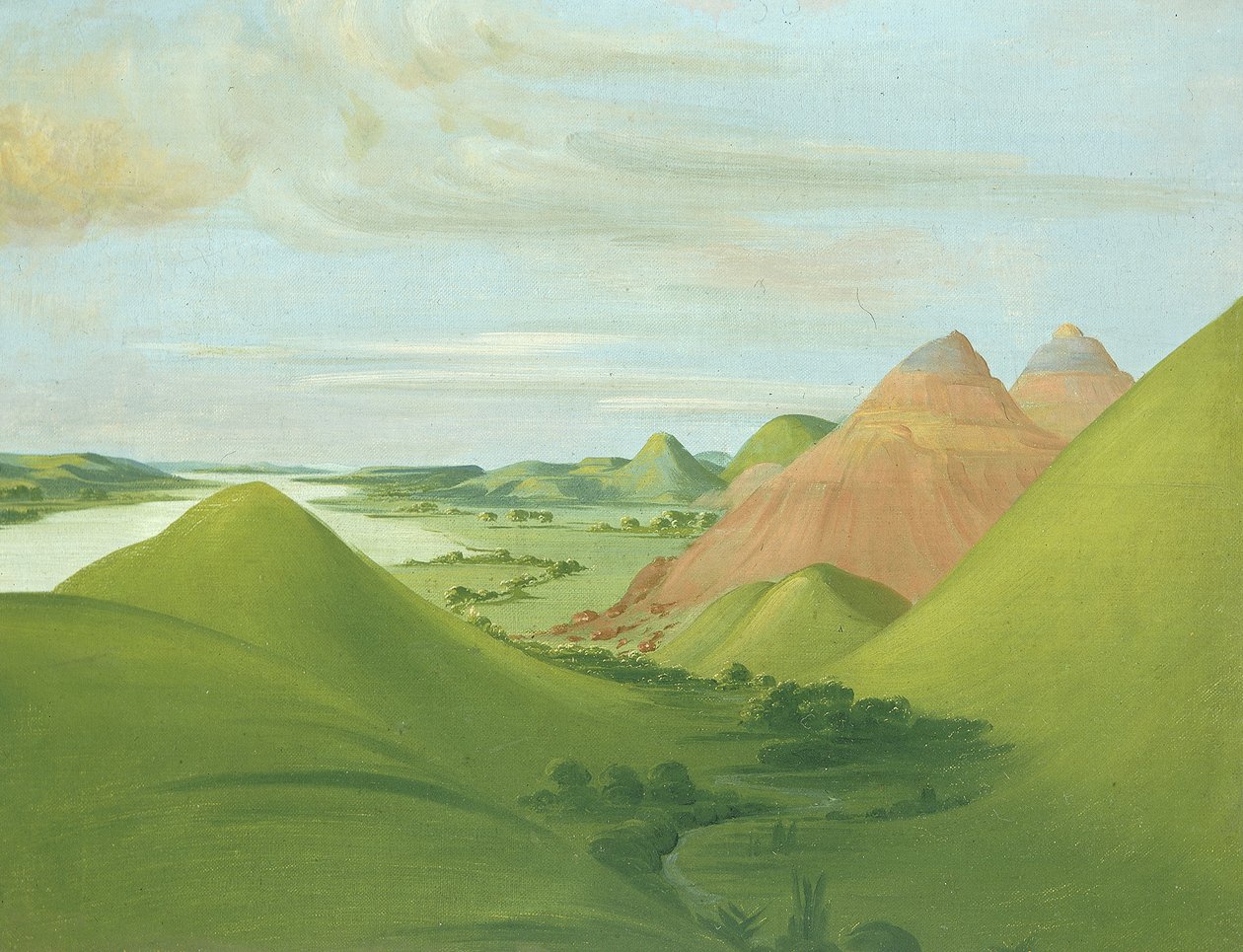 铁悬崖，在圣路易斯以上1200英里处，1832年。 作者 乔治·卡特琳