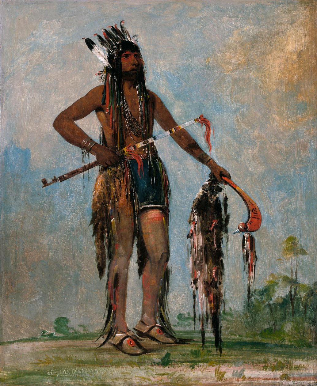 Ka-bés-hunk，《到处旅行的人，一个战士》，1835年。 作者 乔治·卡特琳