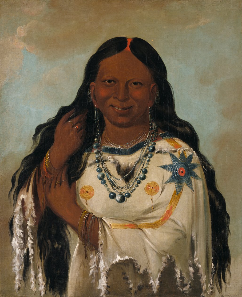 Kay-a-gís-gis，一个年轻女人，1832年。 作者 乔治·卡特琳