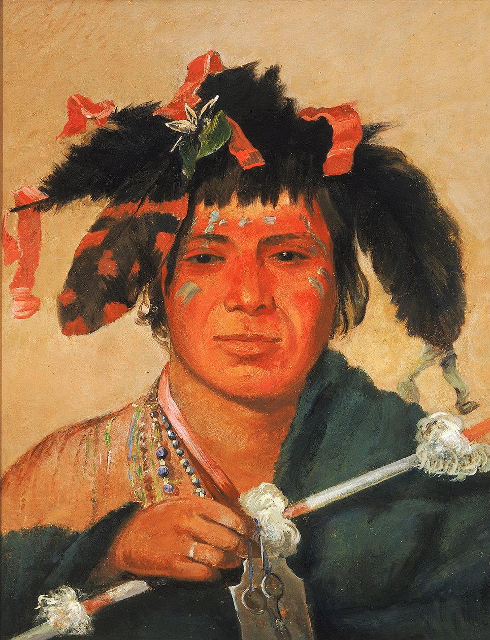 Ko-mán-i-kin-o-haw，小鲸鱼，一个勇敢的人，1831年。 作者 乔治·卡特琳