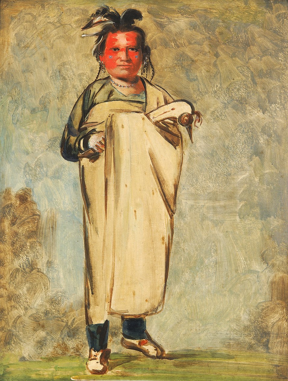 Káw-kaw-ne-chóo-a，一个勇敢的人，1828年。 作者 乔治·卡特琳