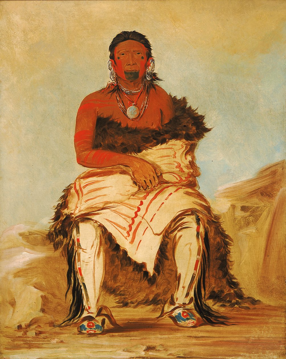 Lá-shah-le-stáw-hix，曼酋长，共和党波尼族人，1832年。 作者 乔治·卡特琳