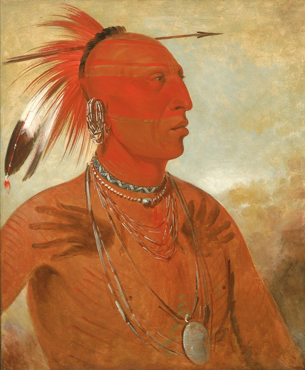 La-wáh-he-coots-la-sháw-no，勇敢的酋长，一个Skidi Wolf Pawnee，1832年。 作者 乔治·卡特琳