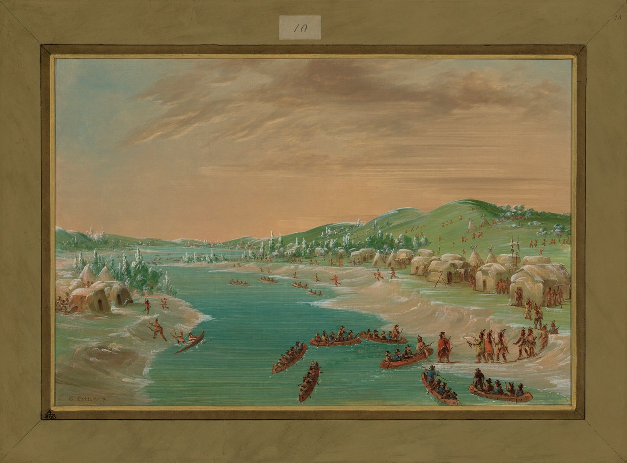 1680年1月1日，拉萨尔和党到达伊利诺伊州村庄，1847-48年 作者 乔治·卡特琳