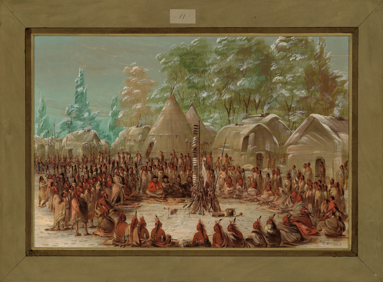 1680年1月2日，伊利诺伊州村（La Salle）的宴会盛宴，1847-1848年 作者 乔治·卡特琳