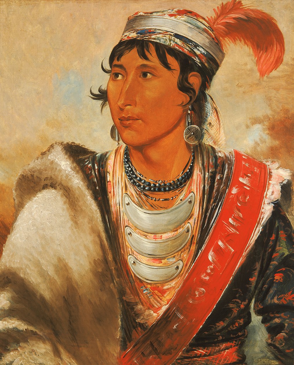 Láh-shee，舔食者，被称为小河比利，1838年。 作者 乔治·卡特琳